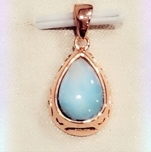 Rose Gold Plated Over Sterling Baby Larimar Pendant